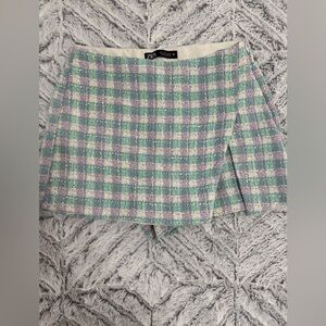 Zara Pastel Plaid Mini Skirt